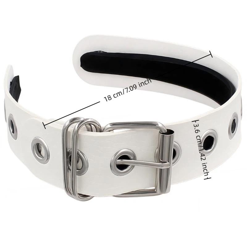 Gothic Punk Leather Buckle Hair Hoop Rivet Headband Harajuku Women Girl Dark Black Punk Hip Hop Rock Hairbands Hair Accessories