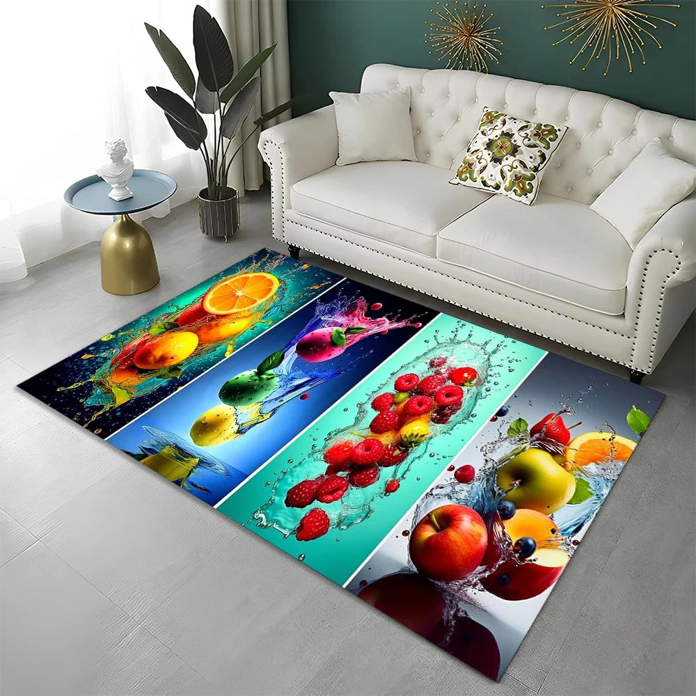 3D Cute Fruit Cartoon HD Carpet Rug for Home Living Room Bedroom Sofa Kitchen Doormat Decor,Child Area Rug Non-slip Floor Mat