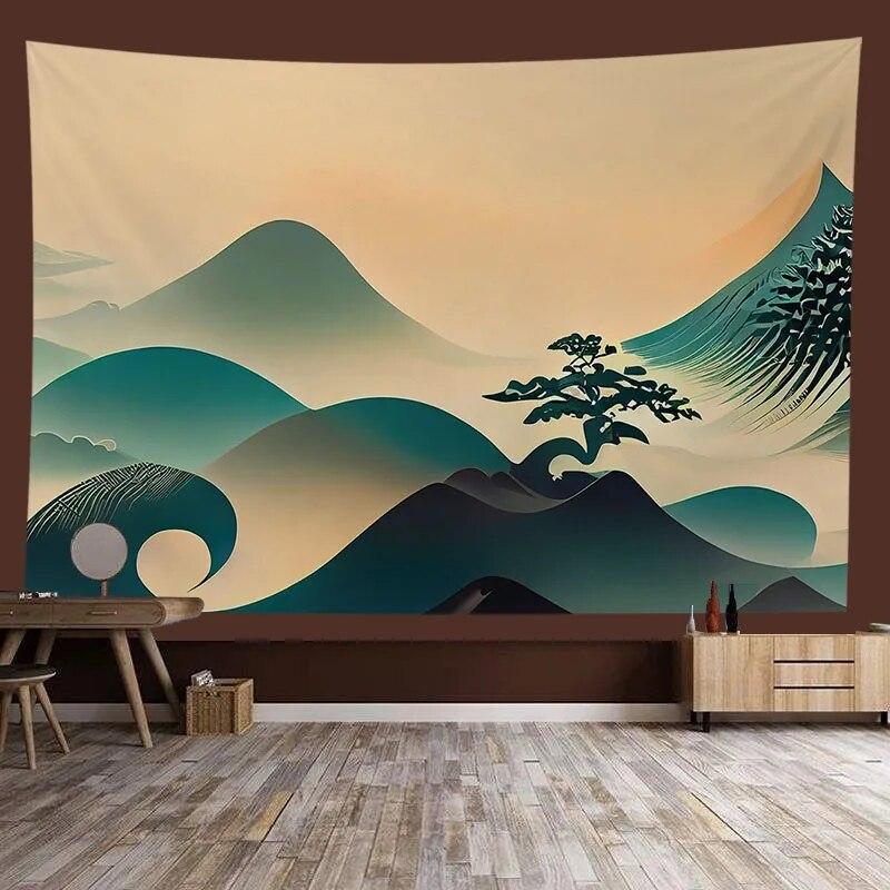 Chinese style landscape painting background tapestry room decoration wall background cloth living room home decoration