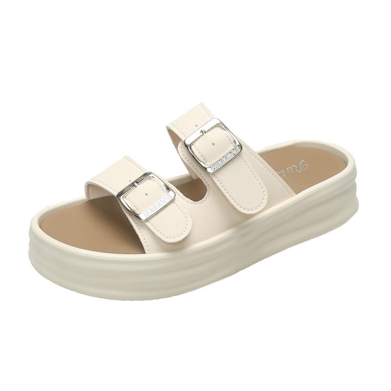 Thick Bottom Sandal Slippers Female Summer One Word Drag Comfortable Slippers Female External Wear Casual Sandals Female Youthful Women Shoes