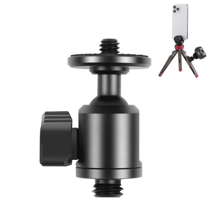 

360Degree Rotating Camera Ball Head Adapter Aluminum Alloy Base with 1/4” Screw Conversion for Tripod Accessories