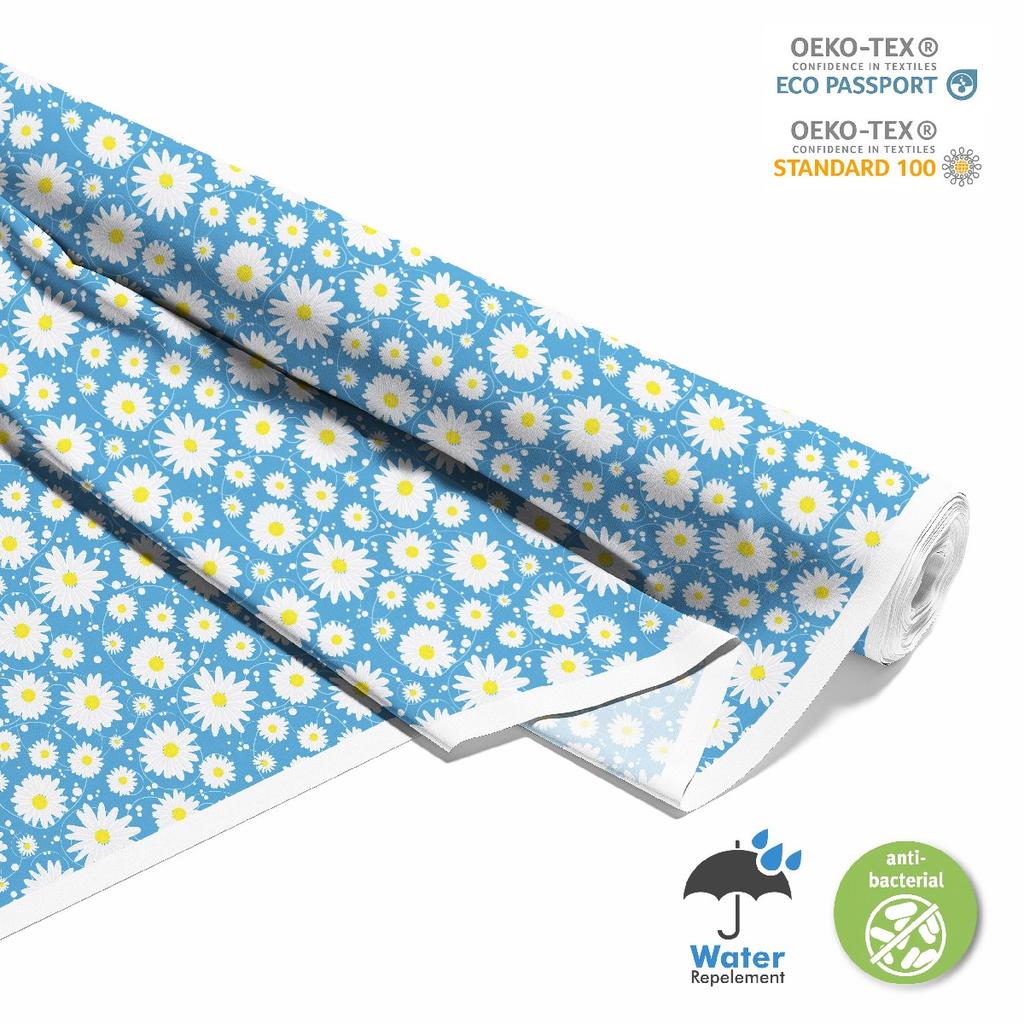 Outdoor Dekostoffe Oxford - Motiv Gänseblümchen Auf Blauem I Dx388