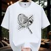 Men Short-sleeved T-shirt Regular Fit Printed with Tennis Racket Fashionable Casual Round-neck Top Men's Clothing