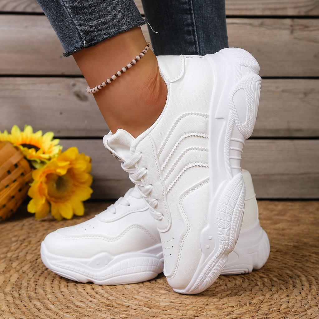 Women's Casual Dad Sneakers Comfortable Chunky Platform Running Shoes Non-Slip Lace-Up Breathable Walking Shoes for Women Workout Tennis Sneakers
