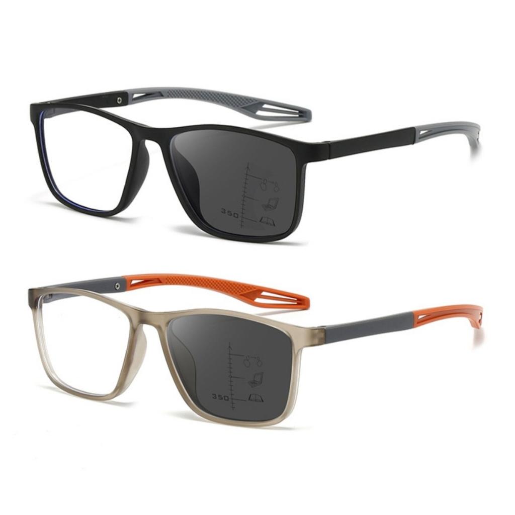3 in 1 Photochromic Color Changing Sports Reading Eyeglasses for Male + 100 ~ + 400 Anti- BlueLightweightPresbyopiaEyeglasses