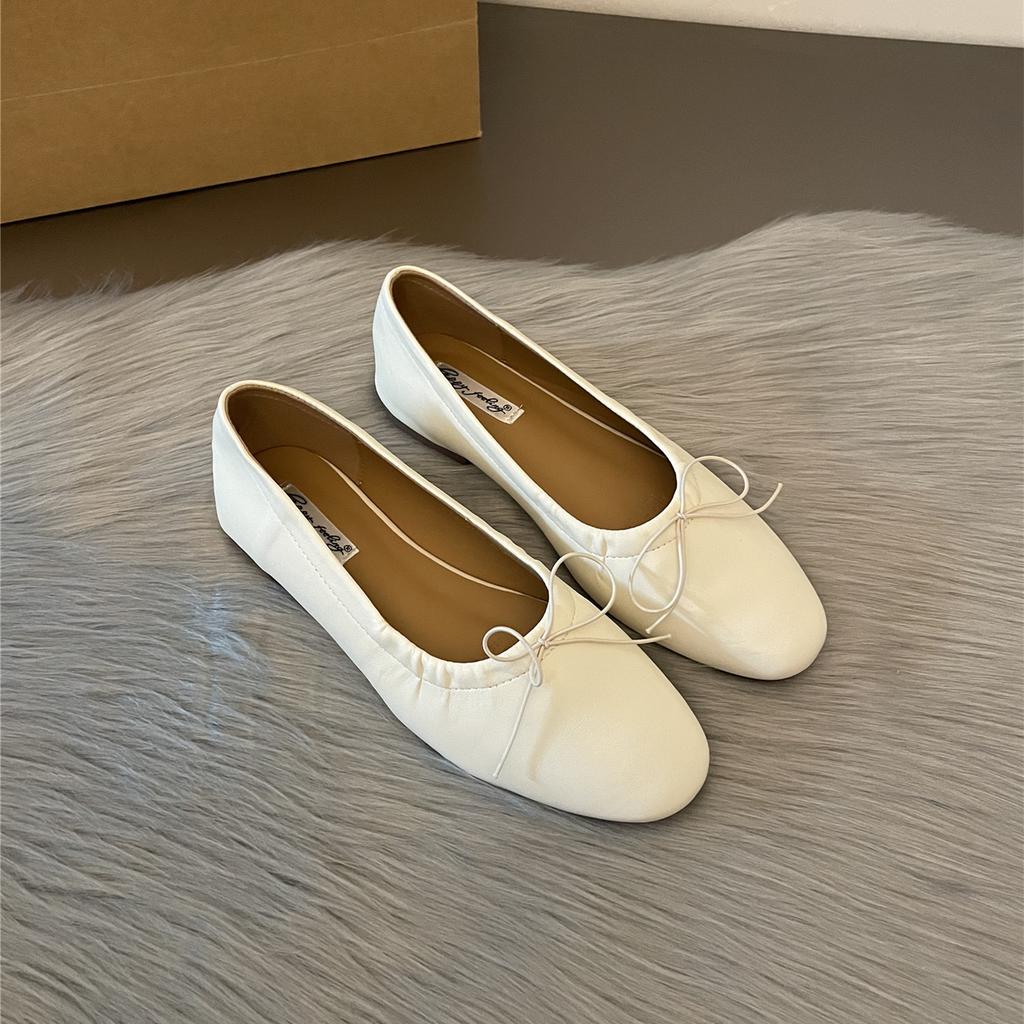 Fashion Bailamos Fashion Bow Tie Flats Ballet Shoes Women Female Ballet Round Toe Shallow Cut Ballerina Soft Moccasin Dress Shoes Zapato
