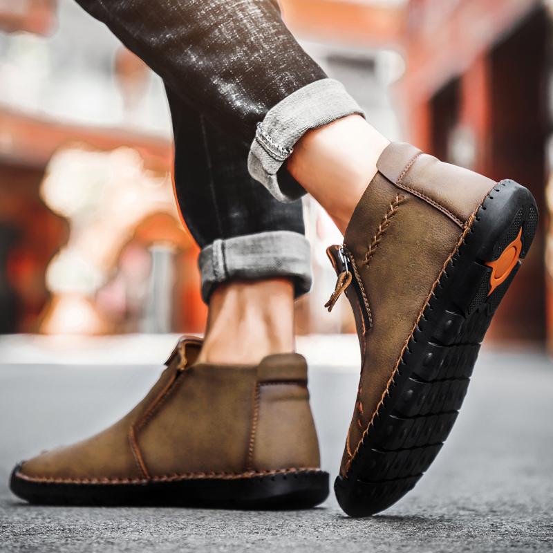 Mens Large Size Handmade Genuine Leather Men Boots Comfortable Ankle Boots for Men Casual Shoes Autumn Winter Men Shoes