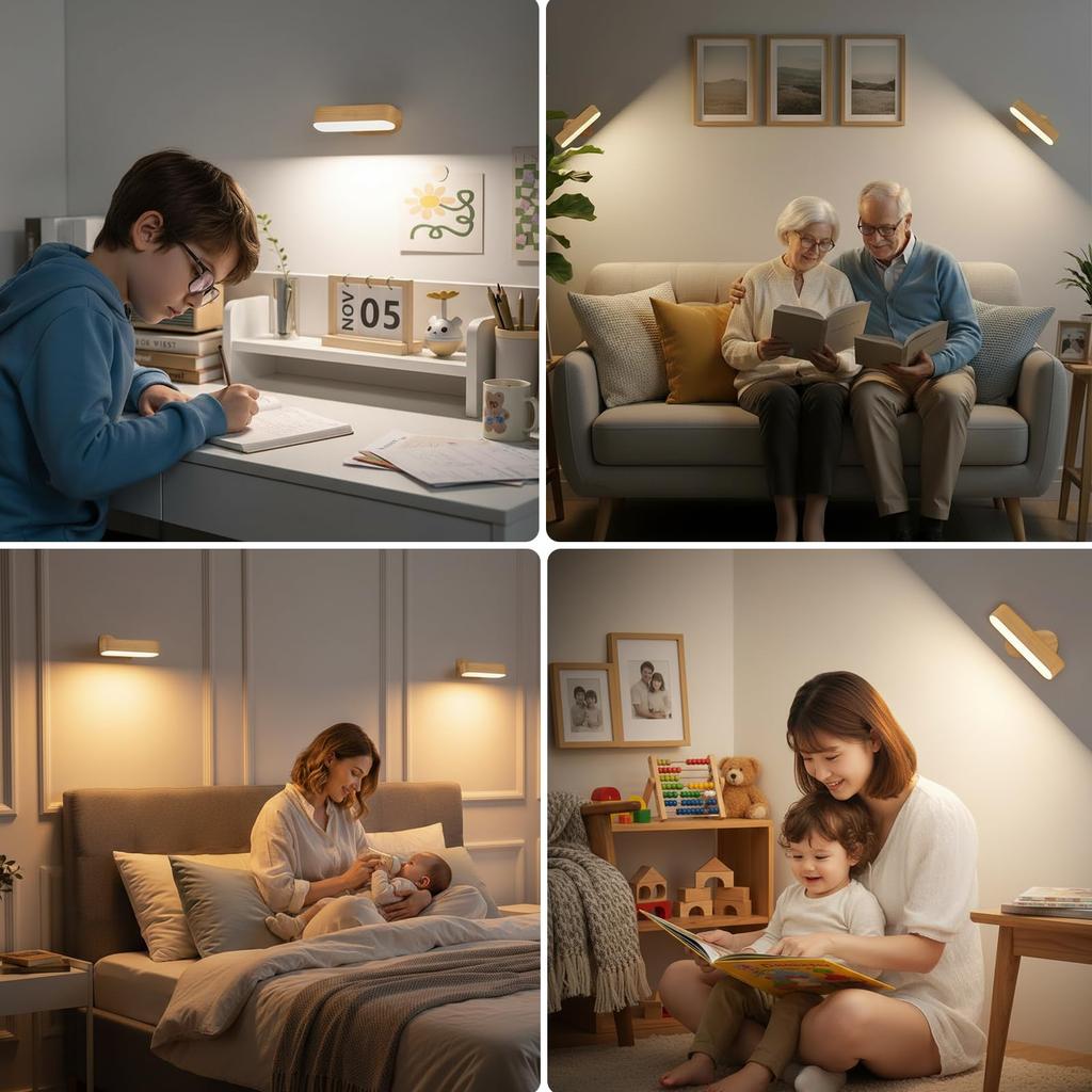 Hensam LED Bracket Light, No Installation Required, Dimmable, Color Temperature Adjustable, 5000mAh Type-C Rechargeable Wall Light, Indirect Lighting