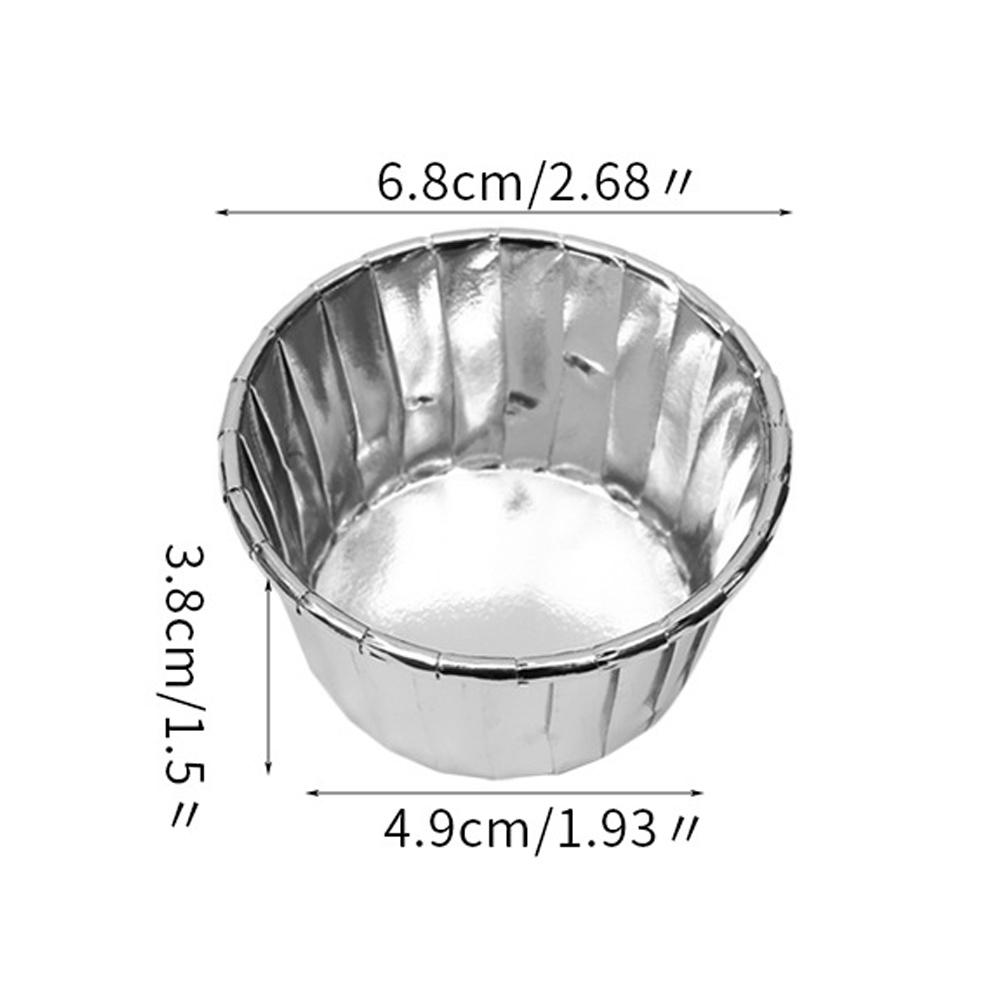50 Bucăți Pahar de Hârtie Ondulat Față-Verso Rezistent la Căldură pentru Patiserie Copt Brioșe Prăjituri(Argint )
