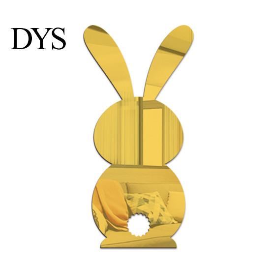 Wall Decal Sticker Decorative Attractive Solid Color DIY PVC Mirror Rabbit Shape Tile Decals Home Decor Dorm