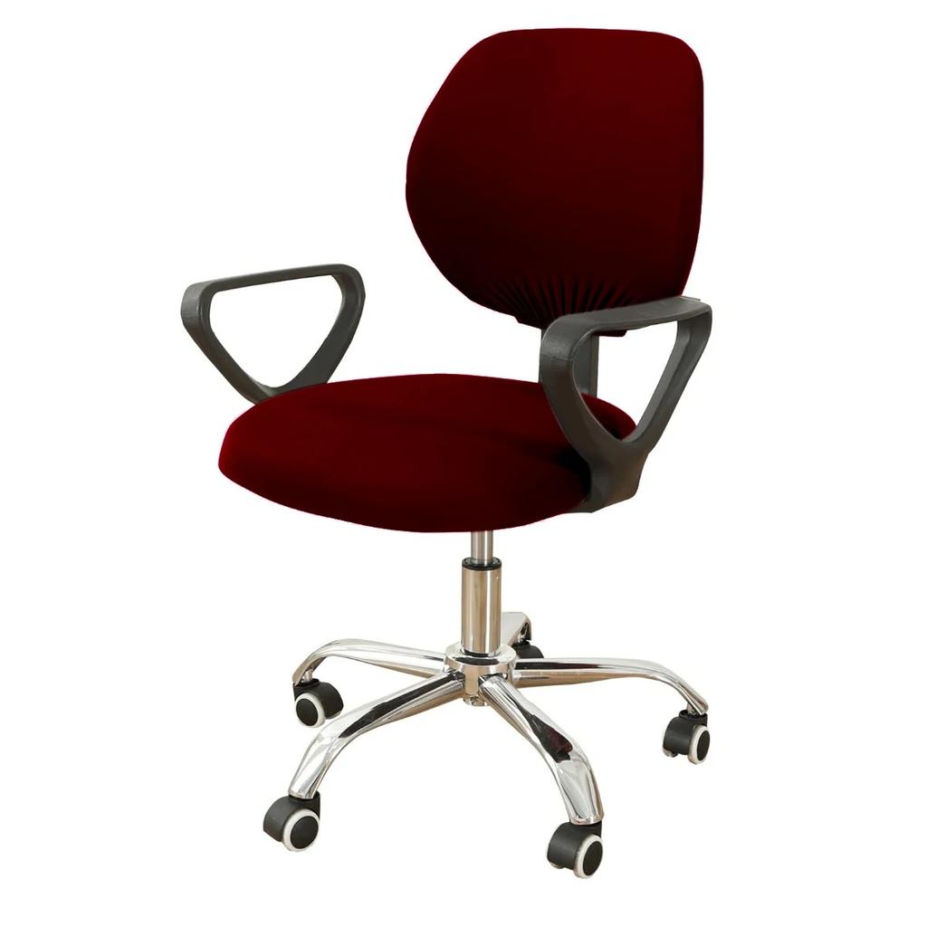2-Piece Type Stretchable Universal Desk Office Chair Seat Covers Computer Chair Slipcover Washable Rotating Chair Protector