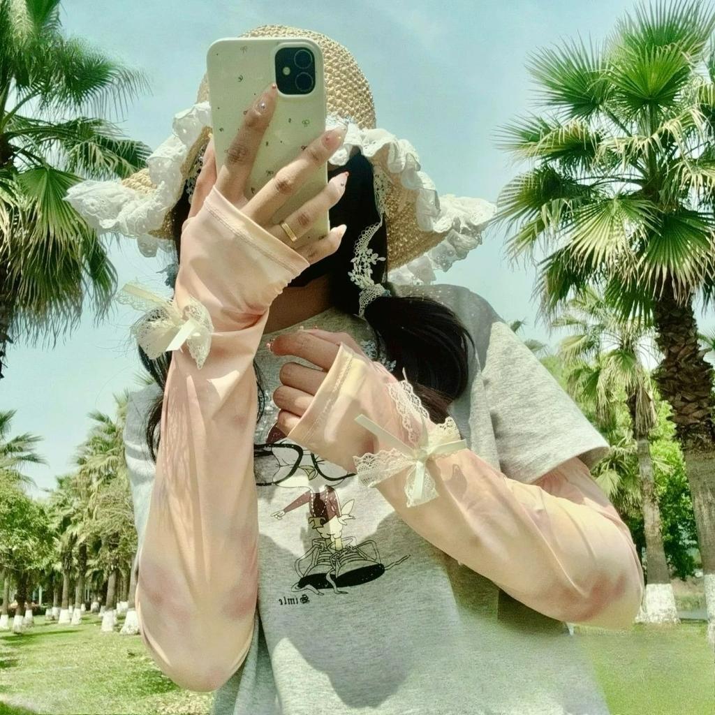 Summer New Sun-protective Ice Sleeves, UV-resistant Loose Cycling and Driving Arm Gloves, Butterfly Ice Silk Sleeve Sleeves