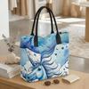  Watercolor Unicorn Stylish Canvas Tote Bag for Daily Shopping Commute Portable Durable Shoulder Bag for Girls Women