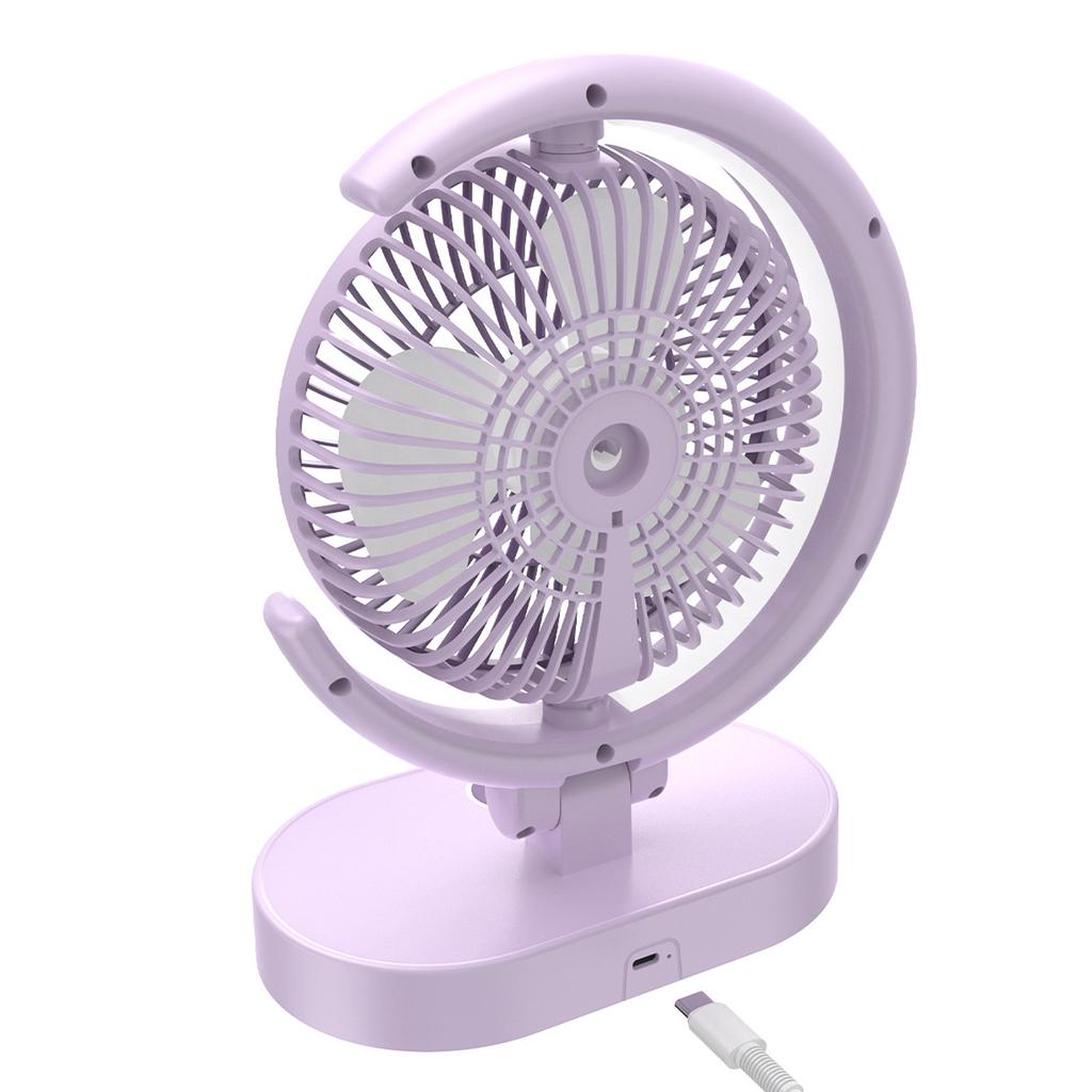 USB Desk Fan Rechargeable Quiet Small Portable Desktop Table Fan with Light for Home Travel