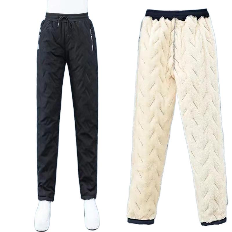 2024 Damen Große Baumwoll-Winterhose: Plus Samt, Verdickt, Winddicht, Warmes Lammfell.