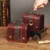 Wooden Box Jewelry With Lock For Dustproof Storage And Home Vintage Decoration