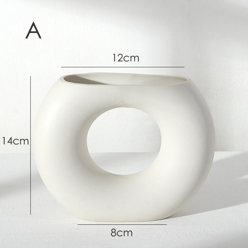 20cm White Ceramic Flower Vase Tabletop Centerpiece Ornament Home Minimalism Decoration Vase Hydroponic Container Pot