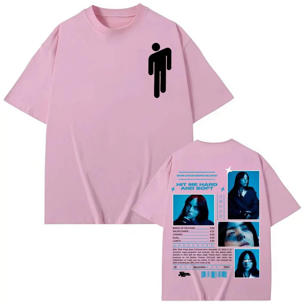 Billie Eilish Hit Me Hard and Soft Album Poster Graphic Print TShirts Men Women Fashion Cotton Tees Y2k Fashion Oversized Tops