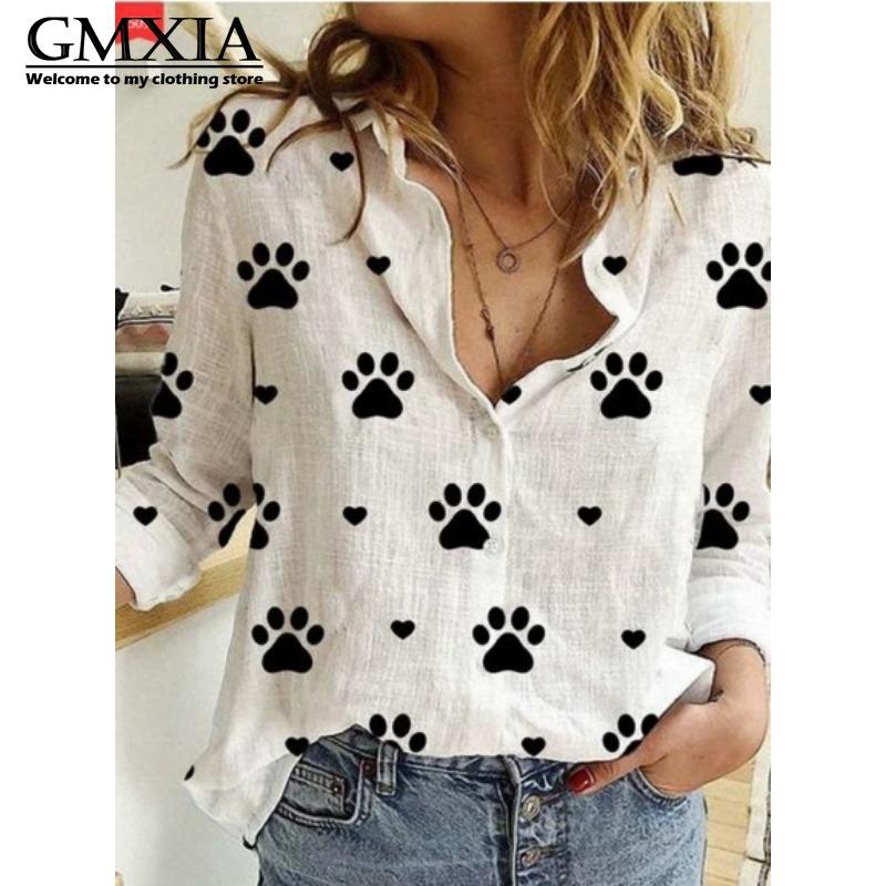 GMXIA Damska Moda Casual Rekreacyjna Bluzki i Koszule z Długim Rękawem z Kołnierzykiem POLO