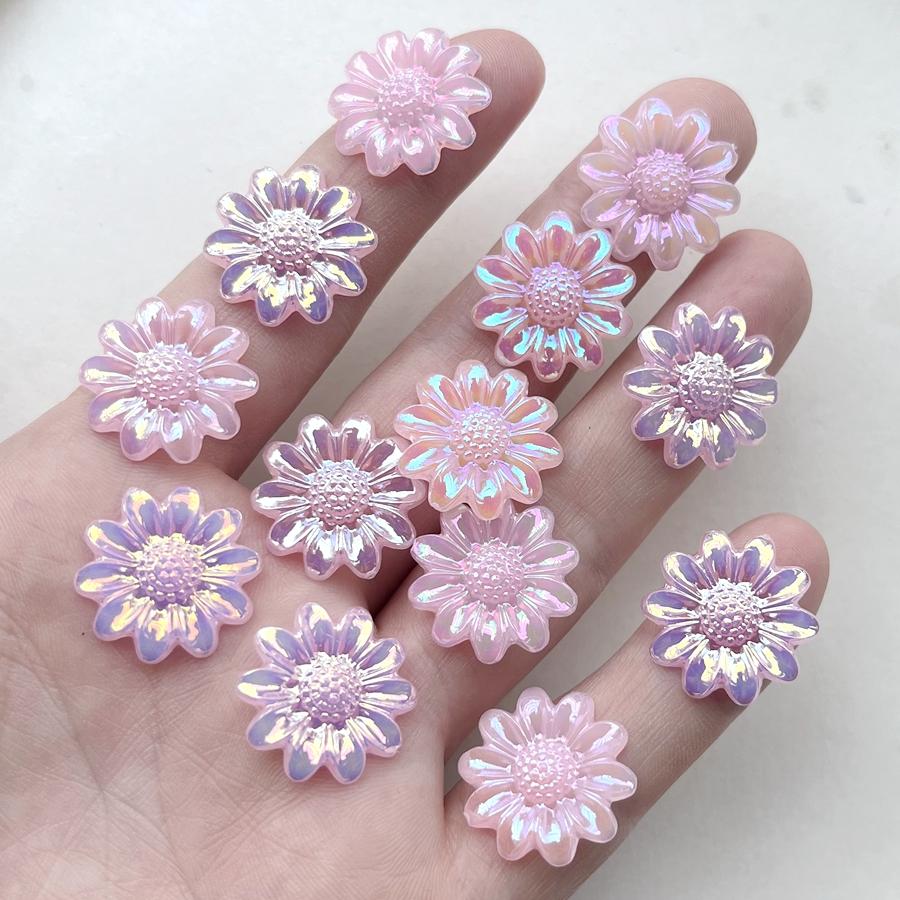20pcs Mixed 20mm Ab Color Chrysanthemum Decoration Flat Back Diy Hair Accessories Mobile Phone Shell Decoration Flowers