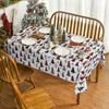 Christmas Polyester Tablecloth Snowman Print Lightweight Stain Resistant Dining Decor Long Table Cover