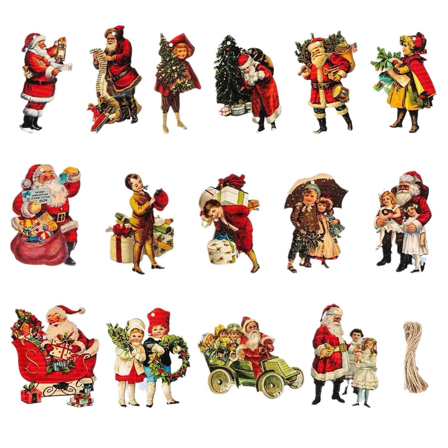 

15 шт. Рождественские деревянные украшения в викторианском стиле, винтажный Санта-Клаус 15PCS