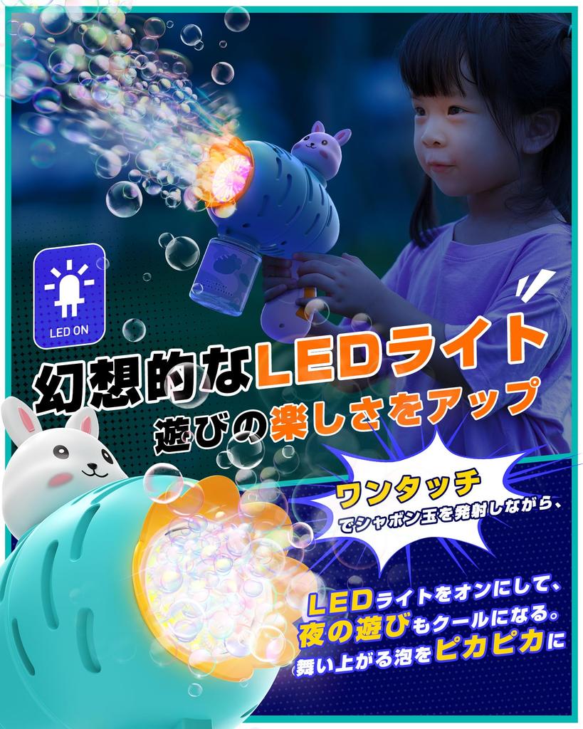 EagleStone Electric Bubble Gun Toy Set of 2 with 4 Spare Bottles, 10 Bubble Holes, LED Light, and LED Lights. Perfect for Kids, Weddings, Camping,