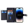For iPhone 14 Pro Max PU Leather Stand Case Zipper Pocket Phone Cover with Wrist Strap and Shoulder Strap