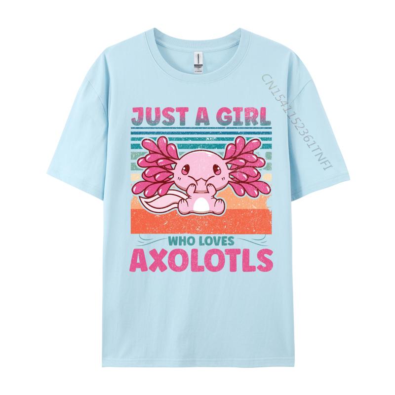 Loves Axolotls Tshirt Plain Autumn Cotton Male Tops Tees TShirt Kawaii Axolotls Tshirts Anime T Shirts