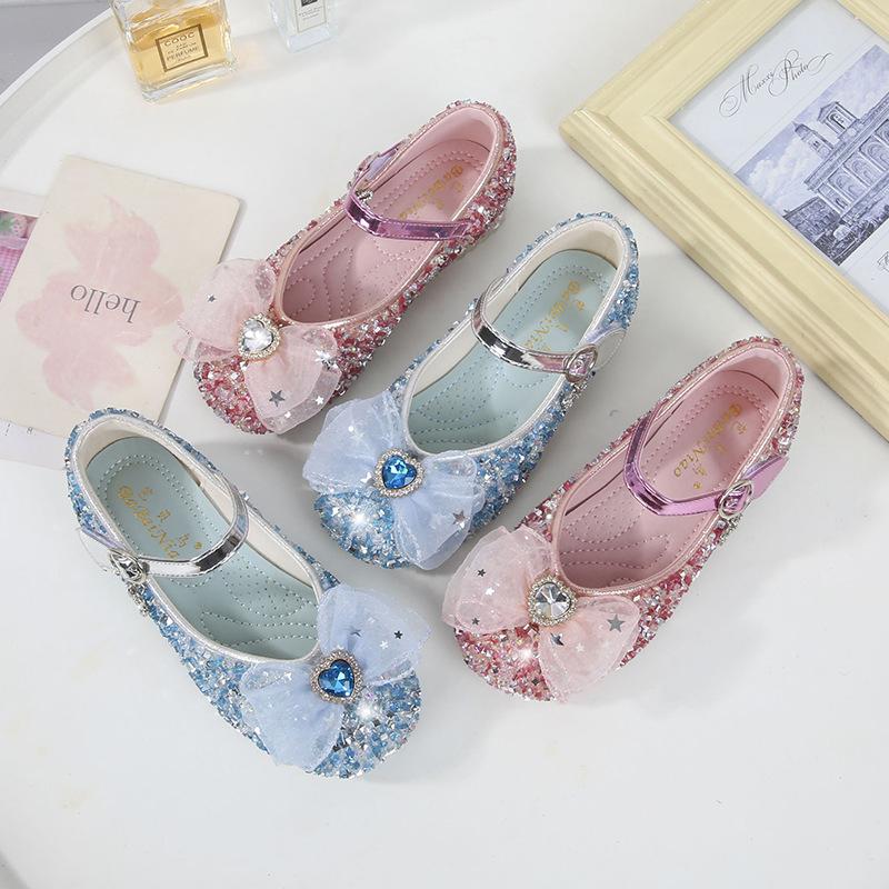 Mädchen Prinzessin Lederschuhe Frühling Herbst Luxus Pailletten Kinder Hohe Absätze Elegant Kinder Lässig Hochzeitspartyschuhe Vielseitig