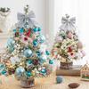 Christmas Tree Desktop Decoration Office Holiday Decor Snow Flocked Mini Christmas Tree with Led Light Ball for Tabletop