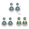 Vintage Silver Alloy Dangle Earrings With Turquoise Beads For Women Summer