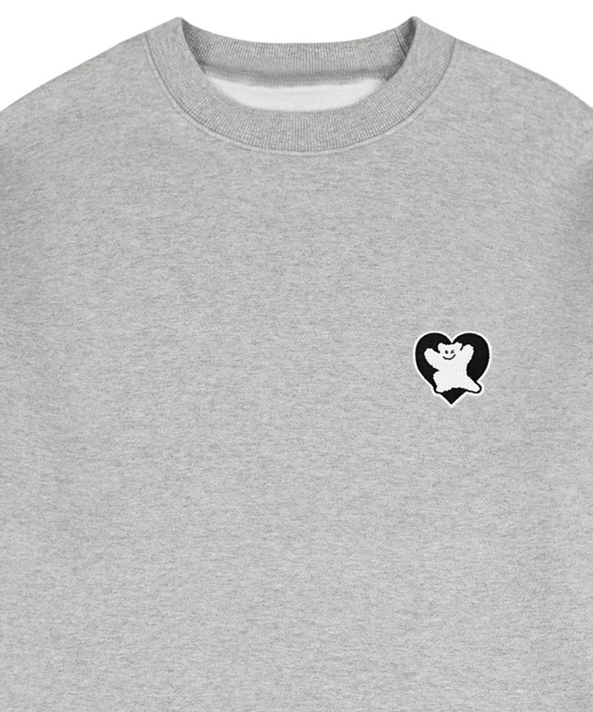 GRAVER [Unisex] Bear Heart Embroidered Sweatshirt_Gray