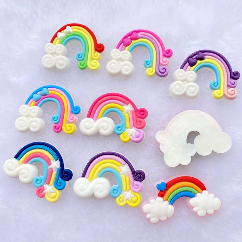 10/20pcs Cute Rainbow PVC Flexible Glue Flat Back DIY Scrapbook Embellishment Phone Craft Decoration F40