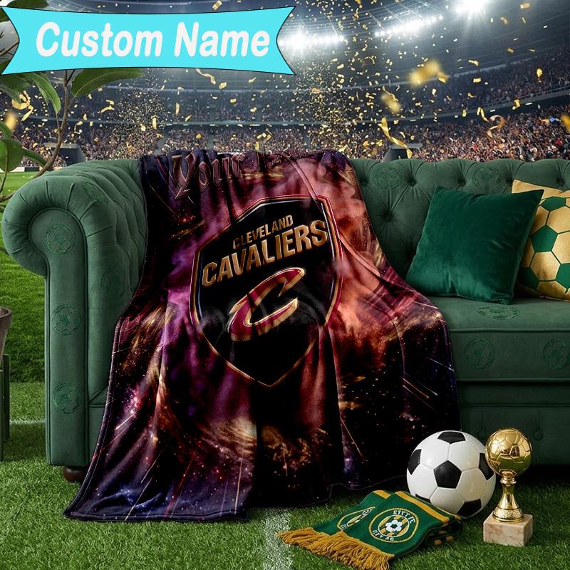 Custom Name Blanket Cleveland Cavaliers Logo Blanket Bedding Blanket for Travel, Camping, Living Rooms, Offices, Sofas, Fan Christmas gift