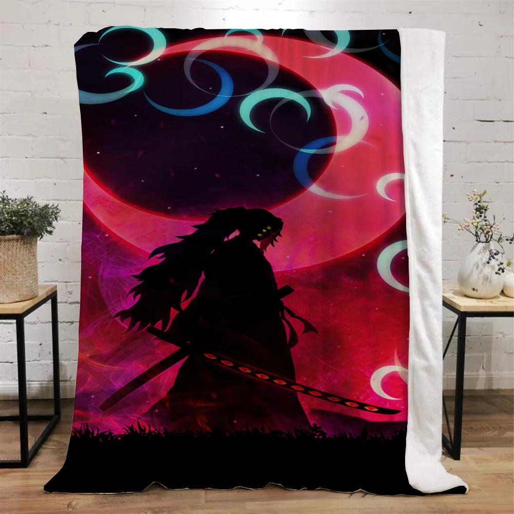 Demon Slayer Funny Blanket Bed Custom Blankets & Throw Microfiber Bedding Home and Decoration Beach Towel Knitted Plaid Knee Nap