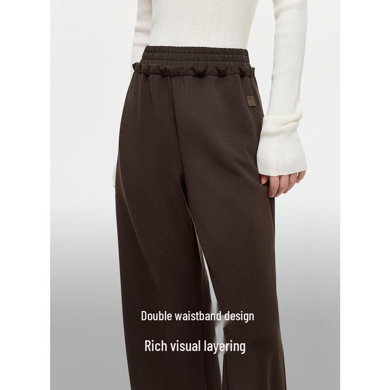 ELLE Women's Retro High-Waist Knitted Wide-Leg Trousers