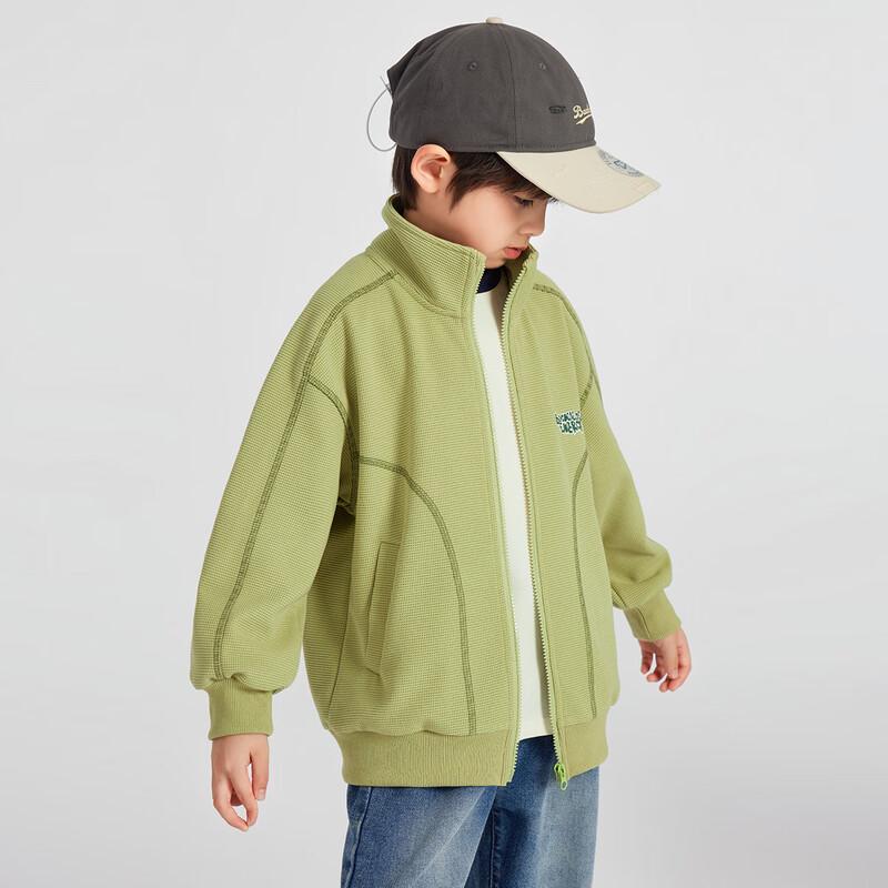 Boys Stand-Collar Waffle Knit Jacket 120