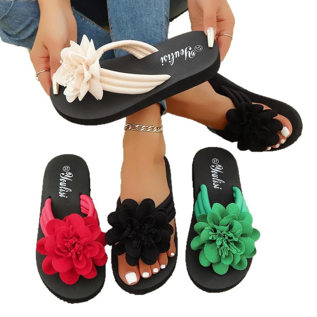 Plus Size Floral Toe-Post Flip-Flops: Unisex Summer Sandals