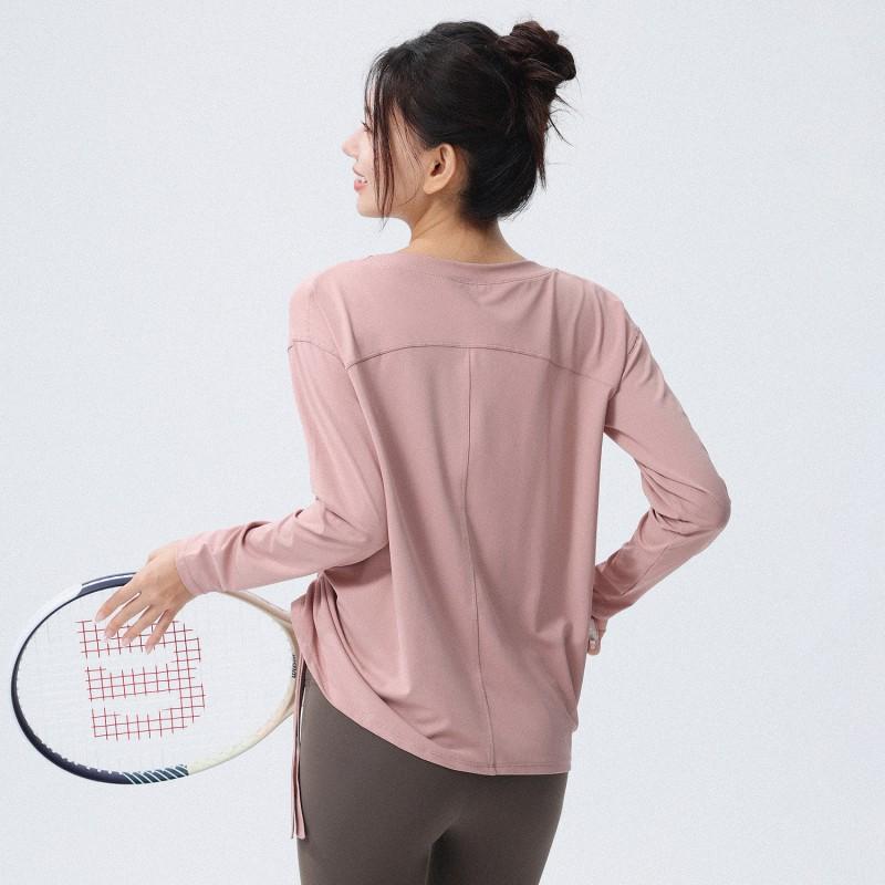 Womens Breathable Long Sleeve Loose Fit Top Running Yoga Fitness