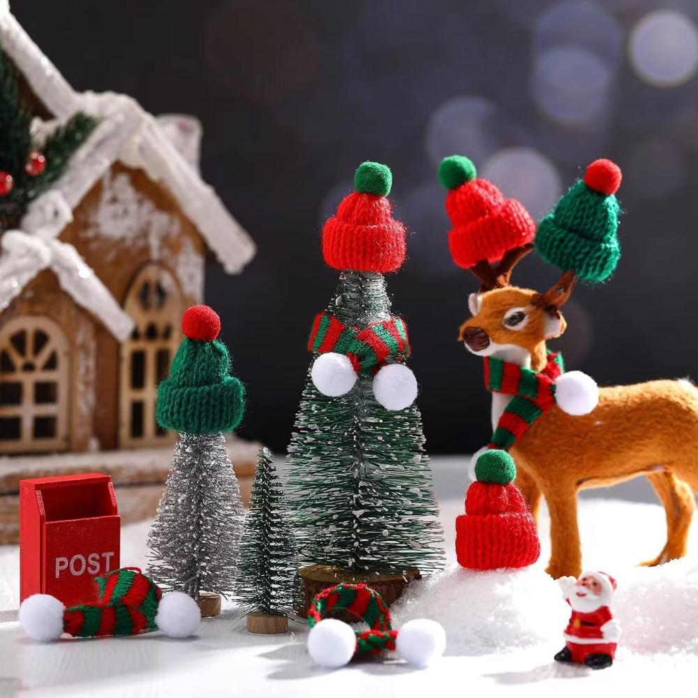 20 stücke Handgemachte Mini Santa Hut Stricken Puppe Hüte Neue Weihnachten