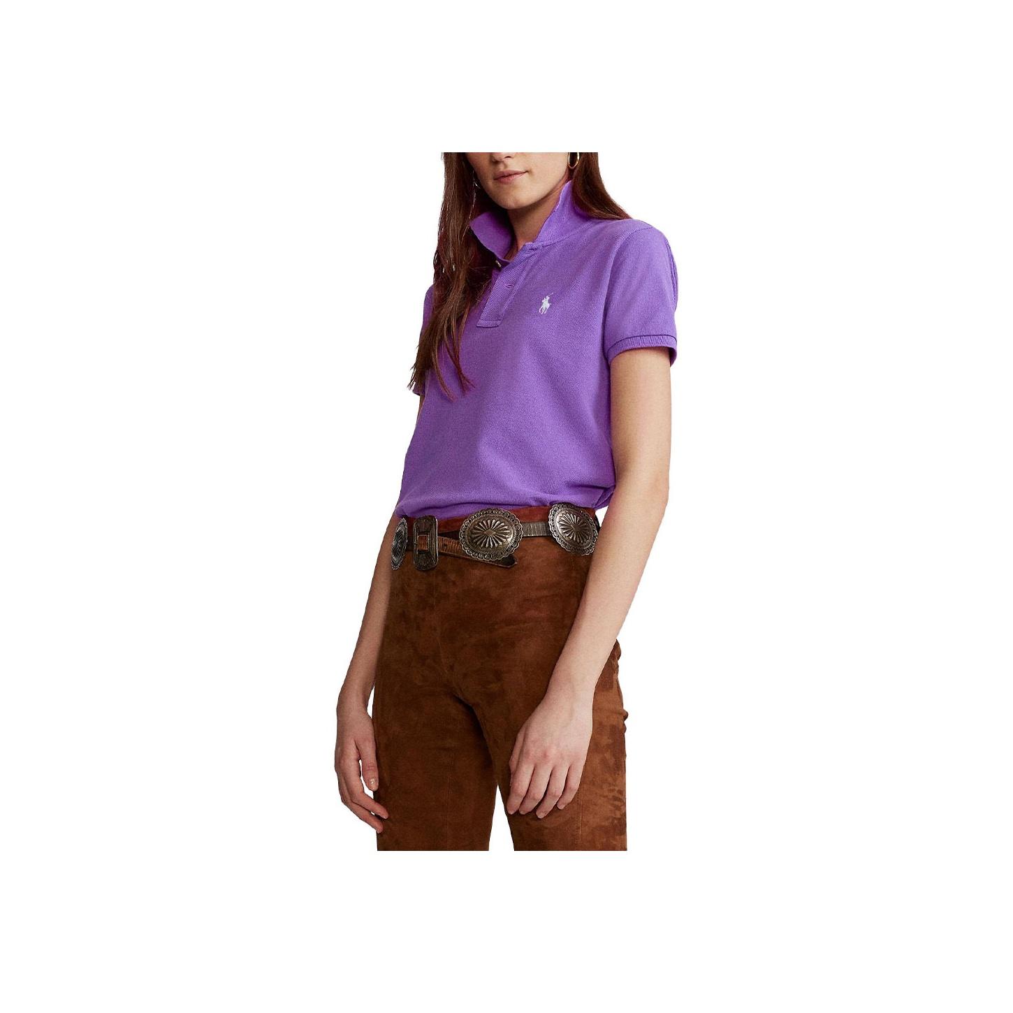 

Polo Ralph Lauren Однотонная приталенная рубашка поло с коротким рукавом Женские топы Фиолетовый 211569968-100 L