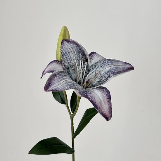 20inch Artificial Lily Flower Fake Real Touch Lily with 2 Heads Blooms 2 Buds for Home Office Decor Wedding Party Spring Table
