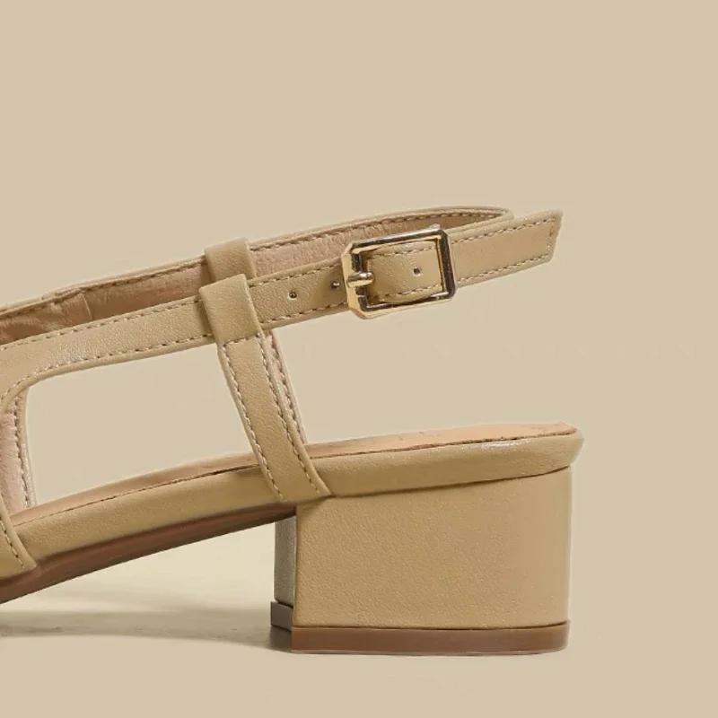 Nouvelles Sandales d'Été pour Femmes Élégantes Talon Moyen Bout Ouvert Mules Confortables Chaussures de Bureau pour Femmes Talons à Boucle Chaussures de Ville