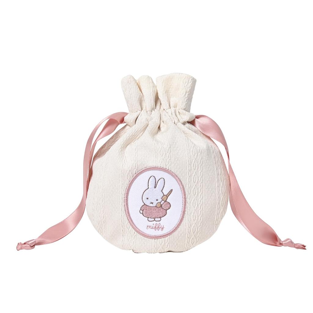 BSS Miffy Drawstring Pencil Spring White Case, Knit,