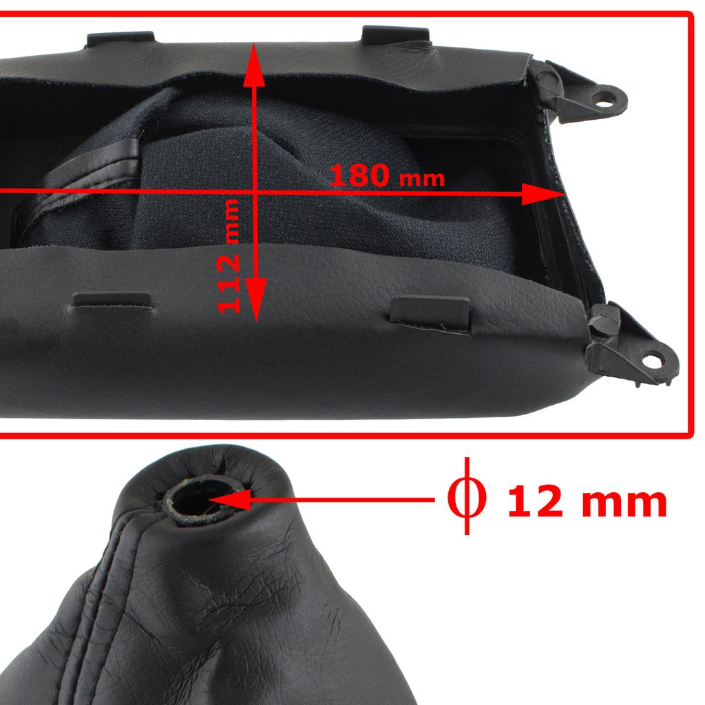 Mazda 6 GG/GY 02-08 Schaltknauf SCHWARZES LEDER 5 GANG 12MM + Schaltsack + Rahmen 2 Stück. EINSTELLEN