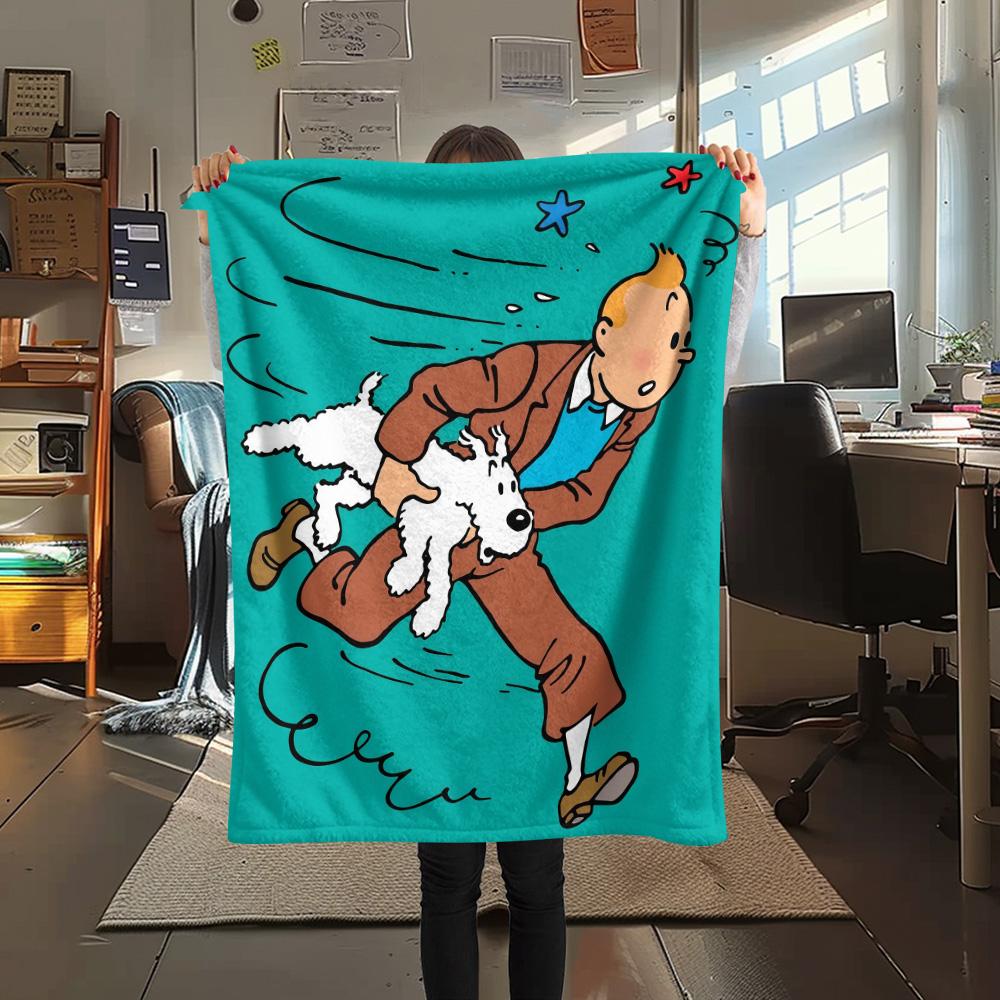 The Adventures of TintinFlannel Blanket, High quality Comfortable for All Seasons, Home Decor, Warmth and Comfort
