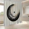 Minimalist Abstract Ink Shower Curtain - Black To White Gradient With Central Dot, Modern Japanese Bath Decor