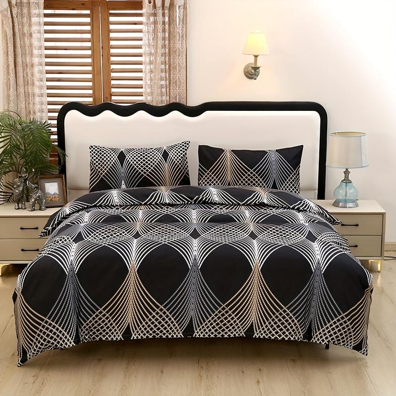 

[Polyester Quilt Set] 3Pcs Polyester Printed Floral Soft Skin-Friendly Quilt Cover Three-Piece Set Christmas Gift Duvet Cover Set&EU Single(135x200cm)