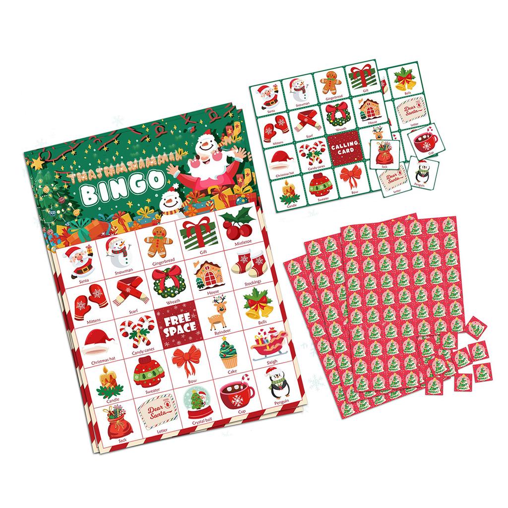 34 Christmas Themed Bingo Cards For 24 People Group Games Party Supplies Family Gathering Interactive Paper Game